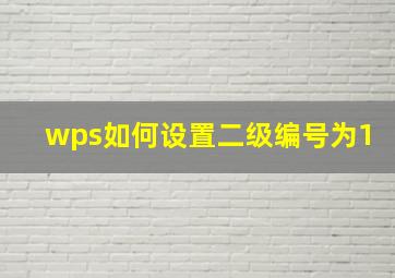 wps如何设置二级编号为1