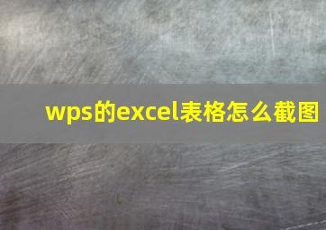 wps的excel表格怎么截图