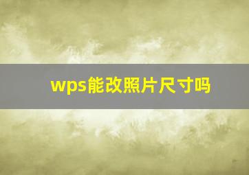 wps能改照片尺寸吗