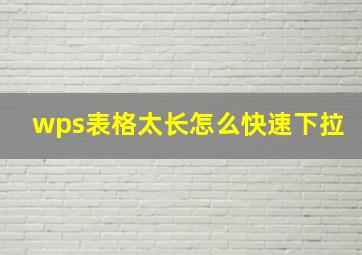 wps表格太长怎么快速下拉