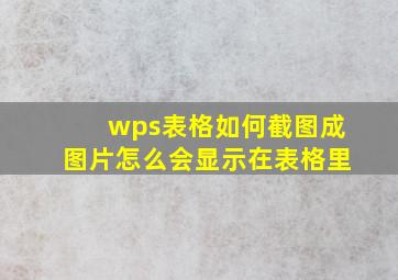 wps表格如何截图成图片怎么会显示在表格里