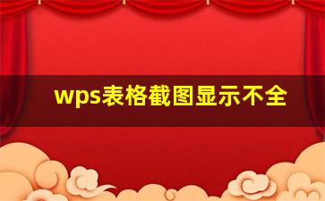 wps表格截图显示不全