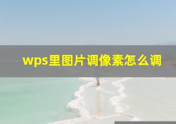 wps里图片调像素怎么调