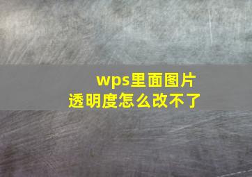 wps里面图片透明度怎么改不了