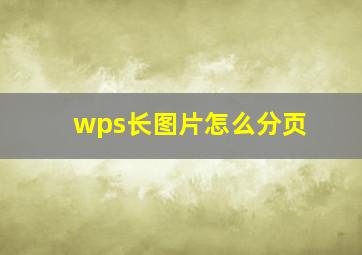 wps长图片怎么分页