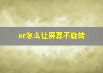 xr怎么让屏幕不旋转