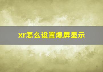 xr怎么设置熄屏显示