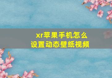 xr苹果手机怎么设置动态壁纸视频