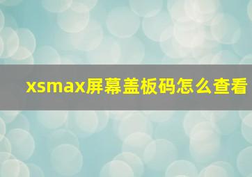 xsmax屏幕盖板码怎么查看