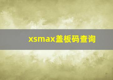 xsmax盖板码查询