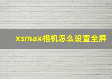 xsmax相机怎么设置全屏