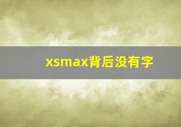 xsmax背后没有字