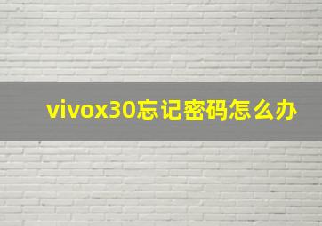 ⅵvox30忘记密码怎么办