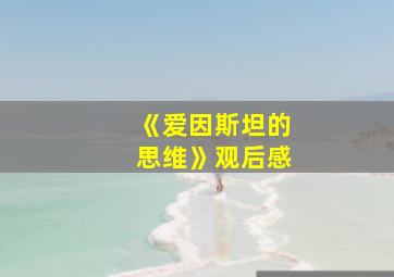 《爱因斯坦的思维》观后感