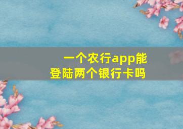 一个农行app能登陆两个银行卡吗