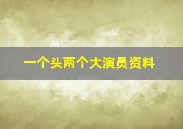 一个头两个大演员资料