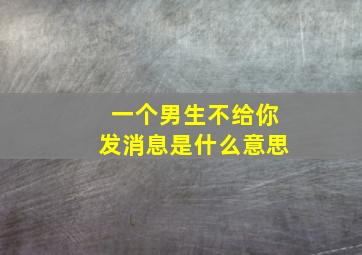 一个男生不给你发消息是什么意思