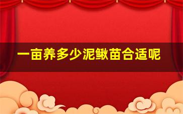 一亩养多少泥鳅苗合适呢