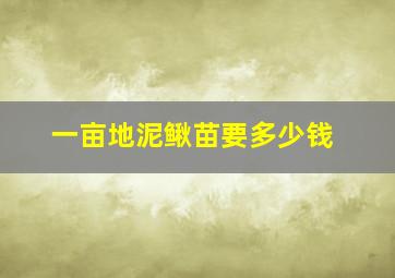 一亩地泥鳅苗要多少钱