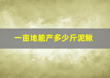 一亩地能产多少斤泥鳅