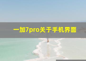 一加7pro关于手机界面