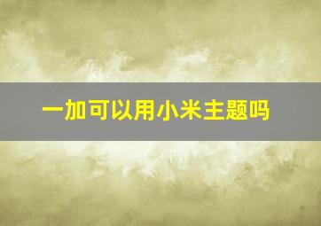 一加可以用小米主题吗