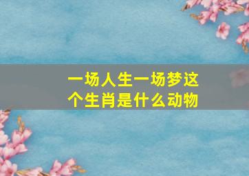 一场人生一场梦这个生肖是什么动物