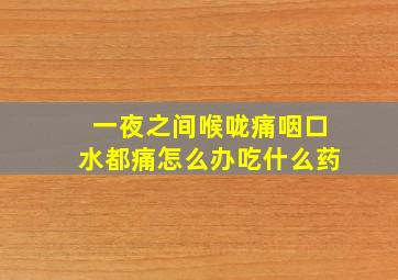 一夜之间喉咙痛咽口水都痛怎么办吃什么药