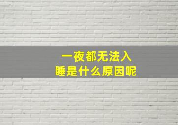 一夜都无法入睡是什么原因呢