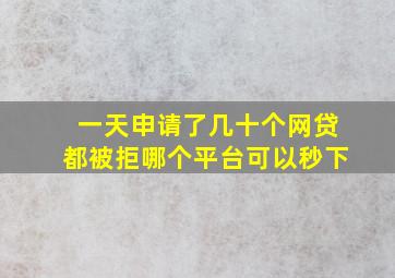 一天申请了几十个网贷都被拒哪个平台可以秒下