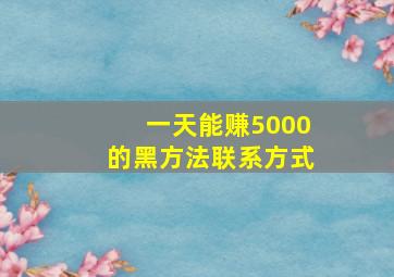 一天能赚5000的黑方法联系方式