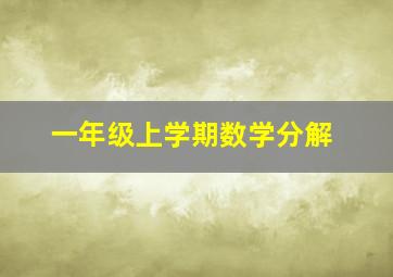 一年级上学期数学分解