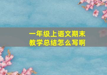 一年级上语文期末教学总结怎么写啊