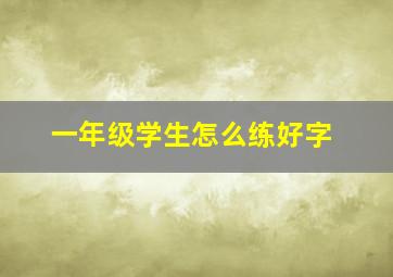 一年级学生怎么练好字