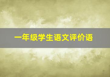 一年级学生语文评价语