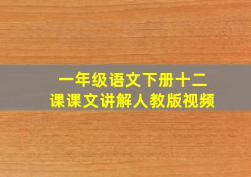 一年级语文下册十二课课文讲解人教版视频