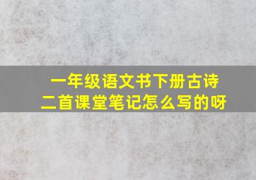 一年级语文书下册古诗二首课堂笔记怎么写的呀