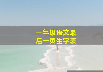 一年级语文最后一页生字表