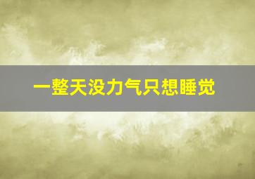 一整天没力气只想睡觉