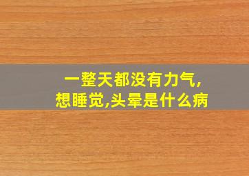 一整天都没有力气,想睡觉,头晕是什么病