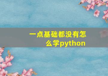 一点基础都没有怎么学python