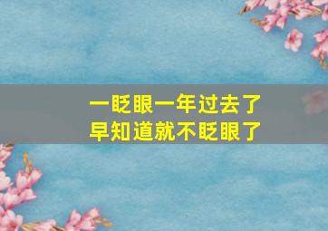 一眨眼一年过去了早知道就不眨眼了