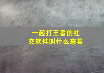 一起打王者的社交软件叫什么来着