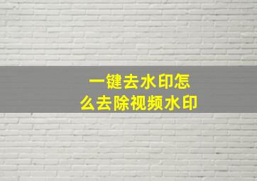 一键去水印怎么去除视频水印