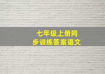 七年级上册同步训练答案语文