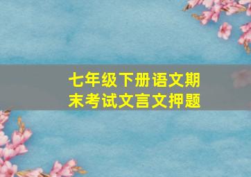 七年级下册语文期末考试文言文押题