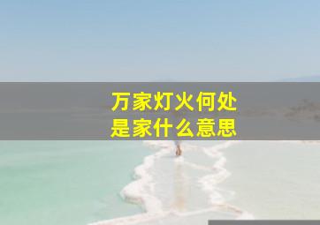 万家灯火何处是家什么意思