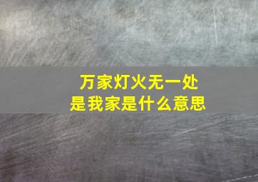 万家灯火无一处是我家是什么意思