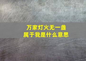 万家灯火无一盏属于我是什么意思