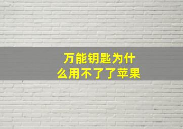 万能钥匙为什么用不了了苹果